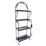 Black Metal Bakers Rack with Decorative Leaf Design