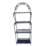 Black Metal Bakers Rack with Decorative Leaf Design