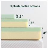 ZINUS 3 Inch Green Tea Memory Foam Mattress Topper, Pressure-Relieving Layers, CertiPUR-US Certified, King