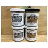 RUST-OLEUM Lot of 4 28oz Containers of Glitter Paint - Harvest Gold / Sterling Silver