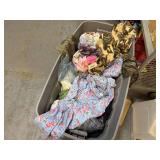 Bin of shirts, socks, belts, pants