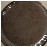 Five  Old V Nickels 1897-1902