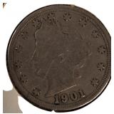 Five  Old V Nickels 1897-1902