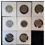 8 Quarters from Bank Boxes. Very Nice Coins from 1965-1972