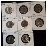 8 Quarters from Bank Boxes. Very Nice Coins from 1965-1972