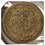 Five silver world coins from different denominations and countries in very nice condition.