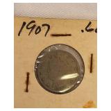 Five V Nickels from 1903 to 1907 in nice condition!