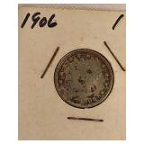 Five V Nickels from 1903 to 1907 in nice condition!