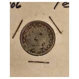 Five V Nickels from 1903 to 1907 in nice condition!