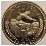 Six  State Quarters Proof  Coins (S) mint mark uncirculated