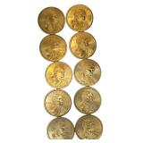 Ten 2000-P Sacagawea Dollar Coins - Fresh from a mint coin roll and uncirculated.