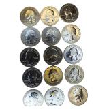 Fifteen Quarters (S) proof ATB Mint Mark Different Years