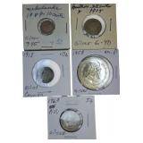 Five Silver Coins From 1800-1900