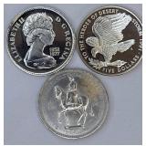 Three World Coins:  Large Commemorative Coins from Different Countries from 1953-1991 - Very Nice!
