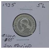 1935 San Marino | A/U,  5L Silver, Very Nice!