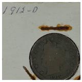 Five V Nickels dated from 1908 to 1912 - Nice old coins.