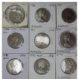 Nine Old Australian Coin Lot Different Years, possible Error Coins