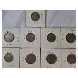 A mixed lot of Jefferson nickels collected between 1940 and the 1980s, sourced from an old nickel collection.