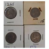 A mixed lot of Jefferson nickels collected between 1940 and the 1980s, sourced from an old nickel collection.