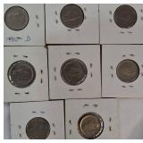 A mixed lot of Jefferson nickels collected between 1940 and the 1980s, sourced from an old nickel collection.