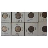 A mixed lot of nickels, dating from the years 1940 to the 1980s, came from an old nickel collection.