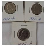 A mixed lot of nickels, dating from the years 1940 to the 1980s, came from an old nickel collection.