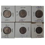 A mixed lot of   nickels collected between 1940 and the 1980s, sourced from an old nickel collection.