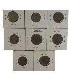 A mixed lot of   nickels collected between 1940 and the 1980s, sourced from an old nickel collection.