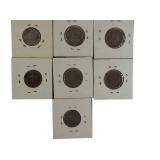 A mixed lot of   nickels collected between 1940 and the 1980s, sourced from an old nickel collection.