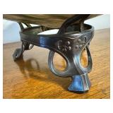 Antique Loetz Art Glass Iridescent Compote with Bronze Art Nouveau Mount