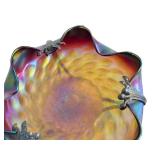 Antique Loetz Art Glass Iridescent Compote with Bronze Art Nouveau Mount