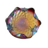Antique Loetz Art Glass Iridescent Compote with Bronze Art Nouveau Mount