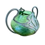 Antique Art Nouveau Pewter And Glass Vase By J Van Houten Co The Glass Attributed To Loetz