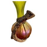 Antique Nouveau Kralik Honeycomb Panel Stag Antler Handle Gilt Metal Holder Vase