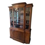 Vintage Wooden Display Cabinet with Glass Doors