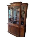 Vintage Wooden Display Cabinet with Glass Doors