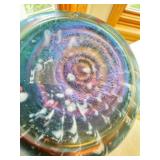 Antique Rindskopf Twisted Form Teal, White and Red Striated Vase