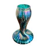 Antique Rindskopf Twisted Form Teal, White and Red Striated Vase