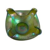 Antique Loetz Iridescent Green Art Glass Bowl / Antique Loetz Bowl Art Nouveau Glass Bohemian Iridescent Oil Spot Papillion Bowl