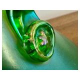 Antique Loetz Art Glass Vase with Triple Handle Design