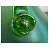 Antique Loetz Art Glass Vase with Triple Handle Design