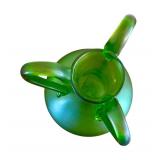 Antique Loetz Art Glass Vase with Triple Handle Design