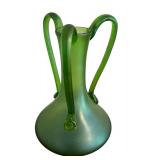 Antique Loetz Art Glass Vase with Triple Handle Design