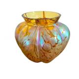 Antique Loetz Golden Glass Vase with Gold Oil Spots