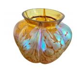 Antique Loetz Golden Glass Vase with Gold Oil Spots