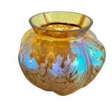 Antique Loetz Golden Glass Vase with Gold Oil Spots