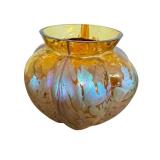 Antique Loetz Golden Glass Vase with Gold Oil Spots