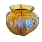 Antique Loetz Golden Glass Vase with Gold Oil Spots