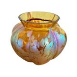 Antique Loetz Golden Glass Vase with Gold Oil Spots