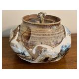 Tom Krueger Pottery Lidded Jar with Unique Glaze